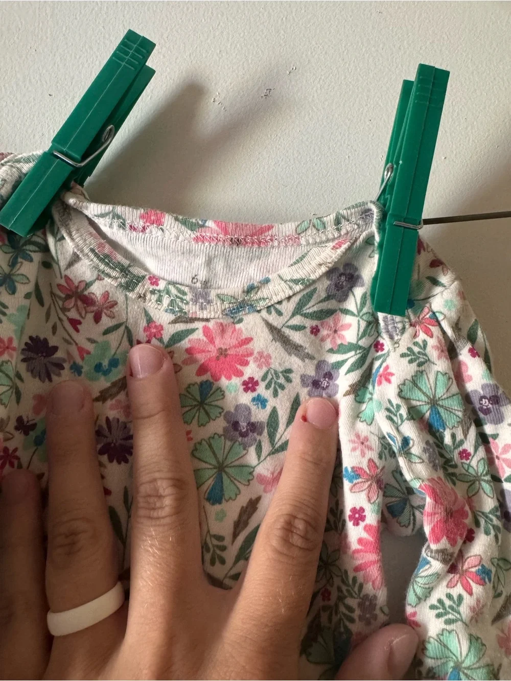 Baby Starters Floral Long-Sleeve Bodysuit in White with Pink, Teal, Purple